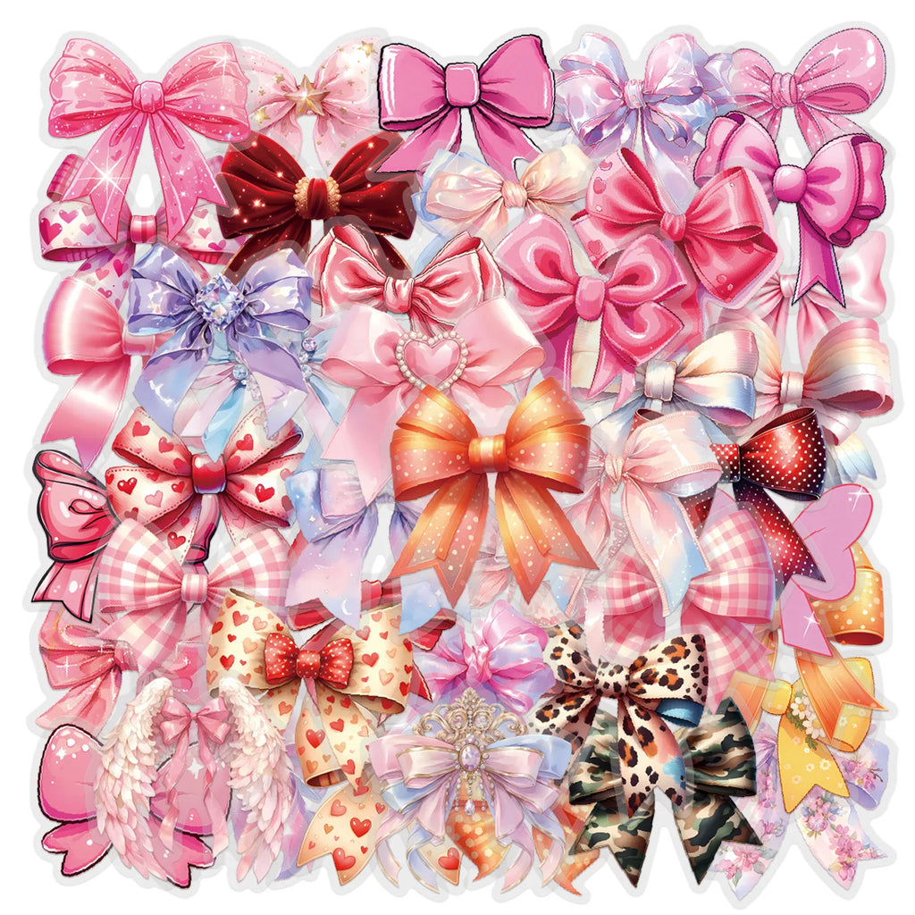 62/124PCS Transparent Bow Personalized Creative Graffiti Stickers for Luggage Water Cups Scooter Stationary Stickers