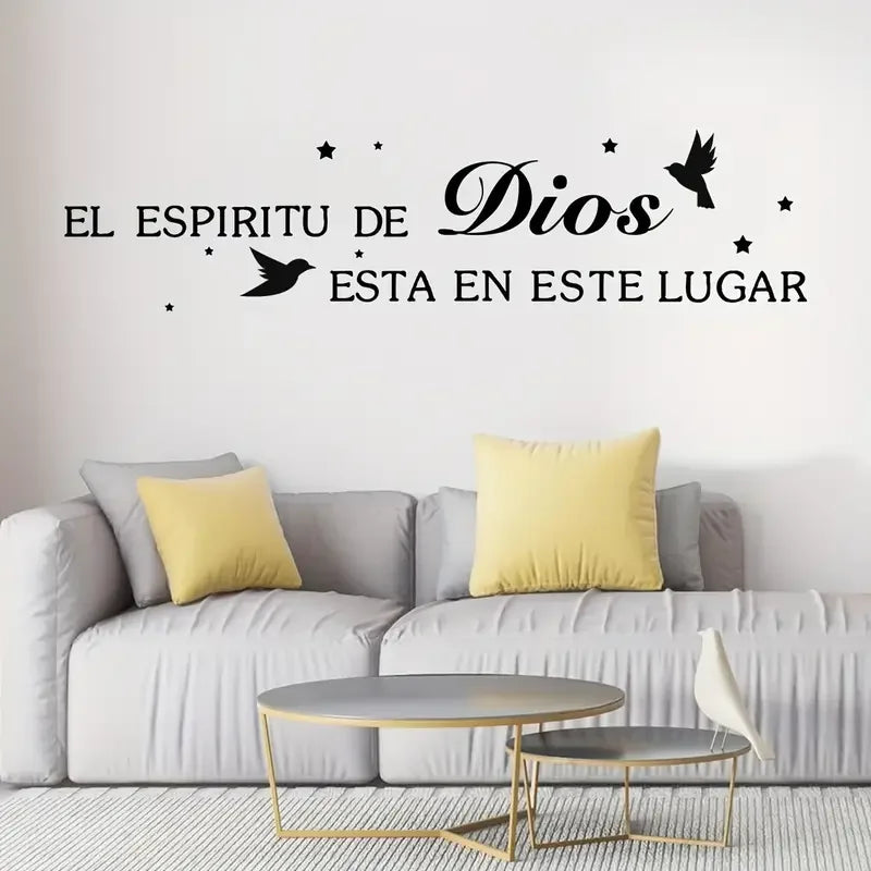 1pc Vinyl Wall Stickers, "The Spirit of God Is In This Place" Text Pattern Self-Adhesive Wall Decals, Home Decor Bedroom Entrywa