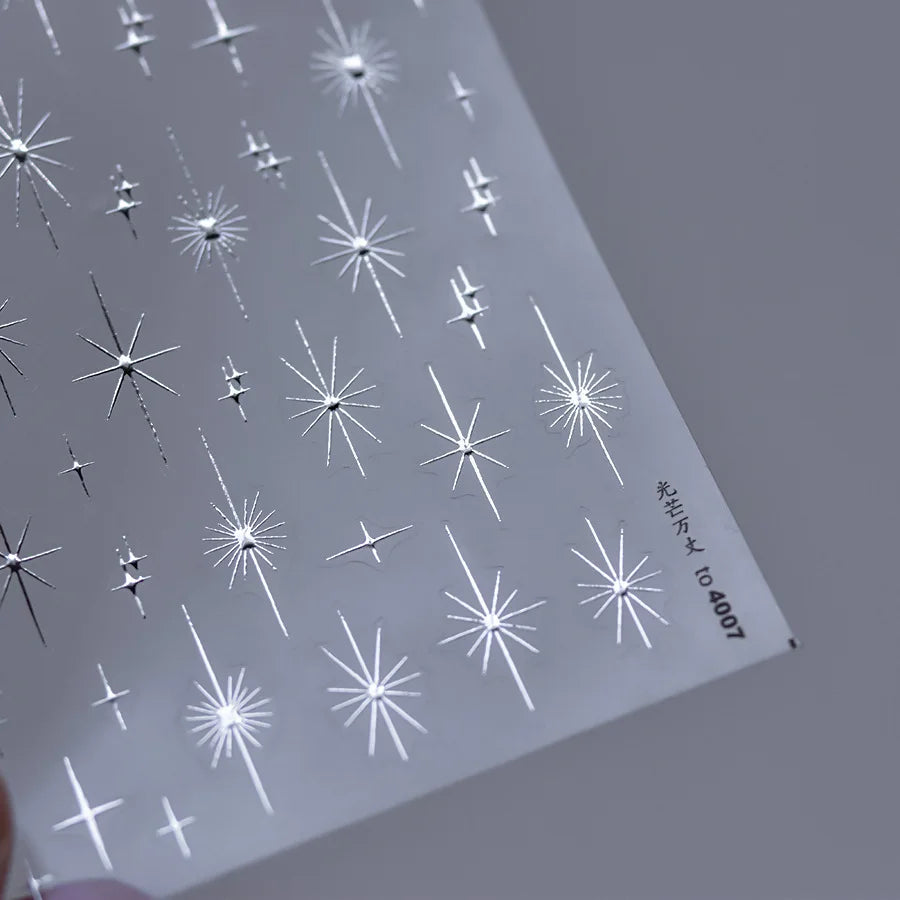 Gold-embossed Nail Stickers 5D Laser Powder Dazzling Gold and Silver Stickers On Nails DIY Wedding Nail Decoration Parts Decals