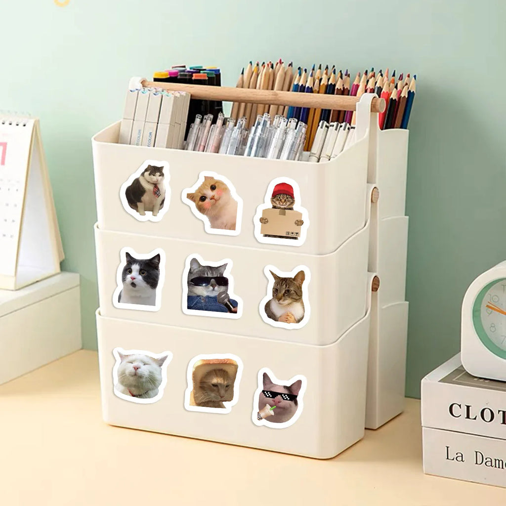 500 sheets/roll Adhesive Tape Cat Expression Hand Account Decorative Envelope Sealing Sticker