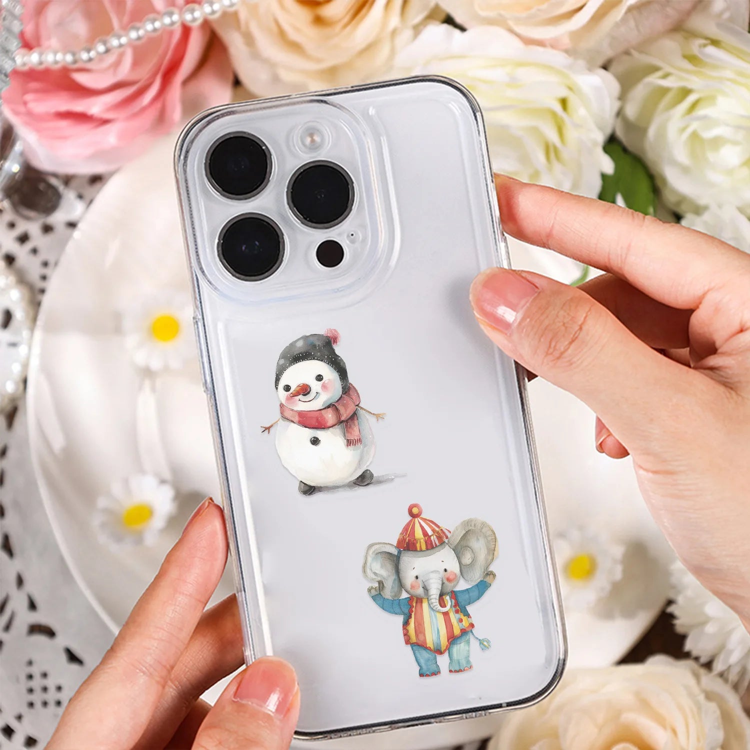 50Pcs Transparent Fairy Tale Watercolor Sticker Pack Waterproof Transparent PET Bookkeeping Material Decorative Guitar Notebook