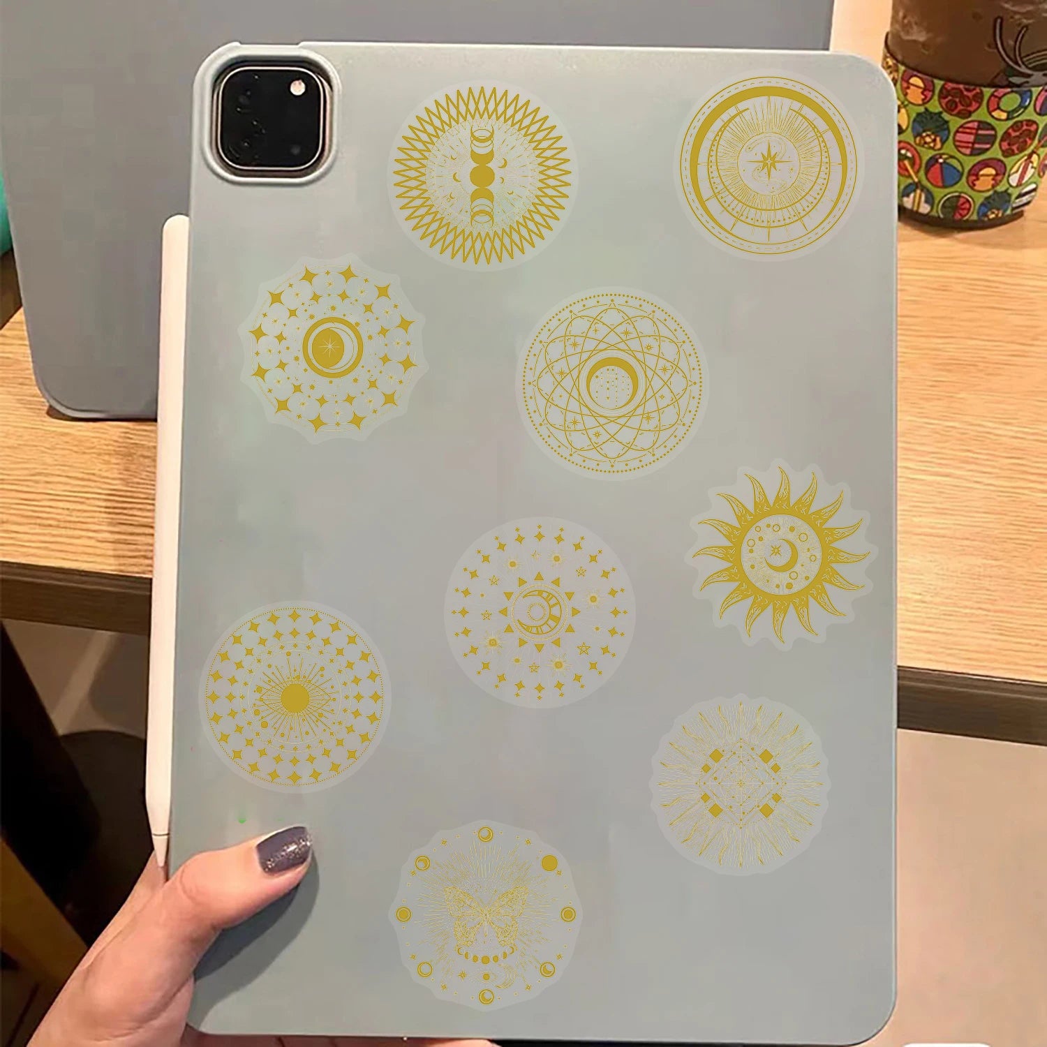 50PCS Stickers Gold Magic Moon Sun Aesthetic Print Laptop PET Suitcase Phone  Luggage Notebook Cartoon Suitcase Vinyl Decals
