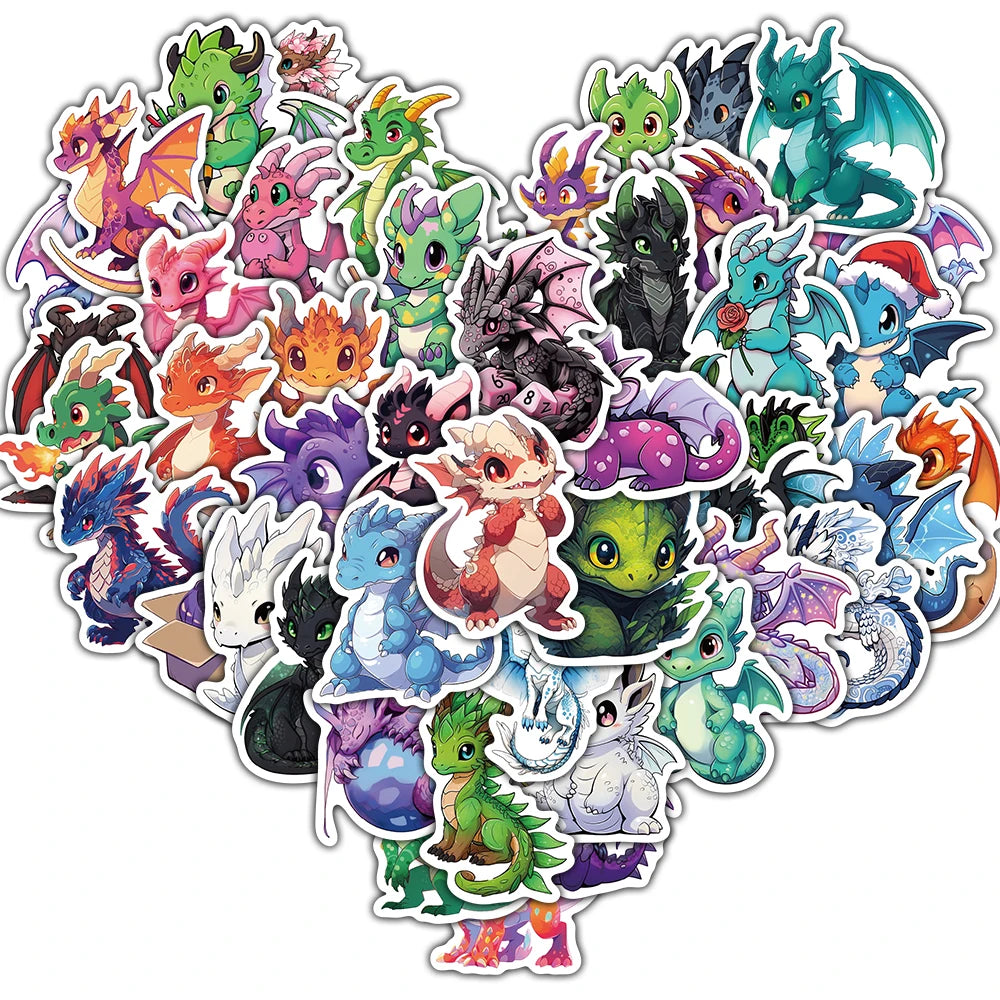 50/100PCS Cartoon Cute European Dragon Stickers Scrapbooking Aesthetic Luggage Laptop Wall Car Art Fun Decoration Decal Sticker