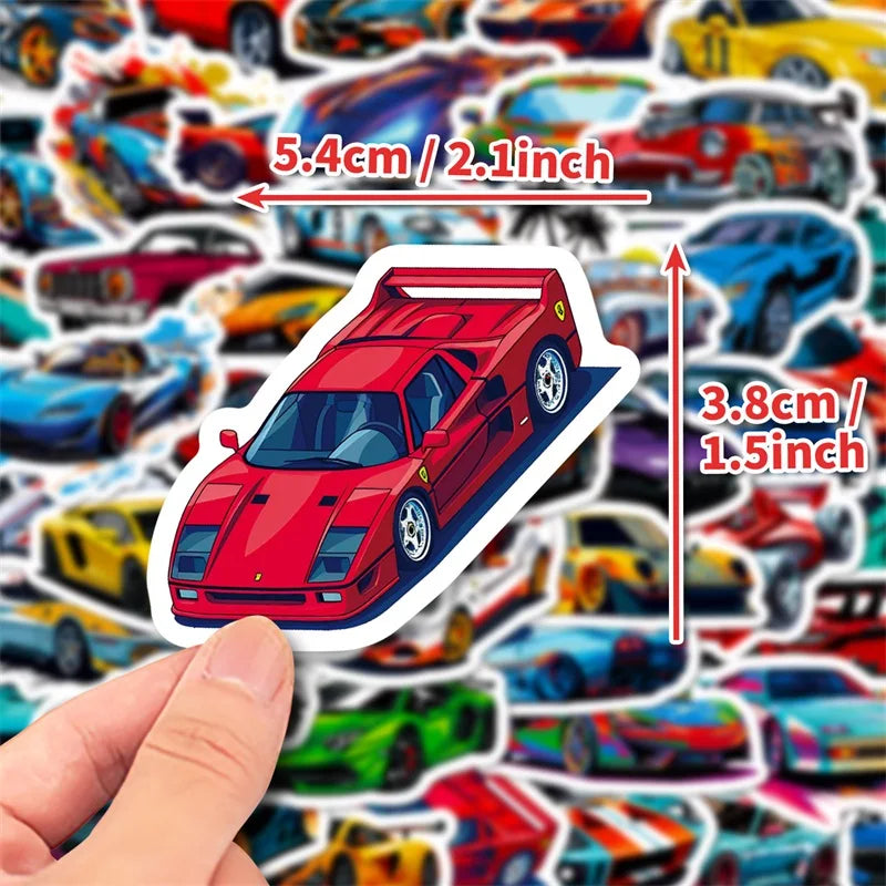 10/30/50PCS Cute Cool Car PVC Sticky Sticker Aesthetic DIY Korean Stationery Decoration Scrapbooking School Supplies for Kids