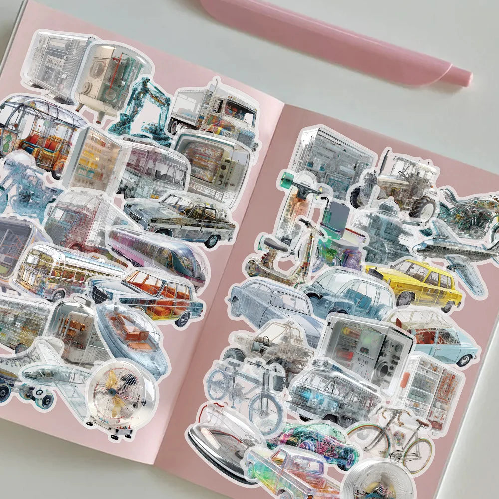 50/100PCS Future Technology Machinery Stickers Luggage Computer Decoration Stickers Cartoon Graffiti Stationery Stickers