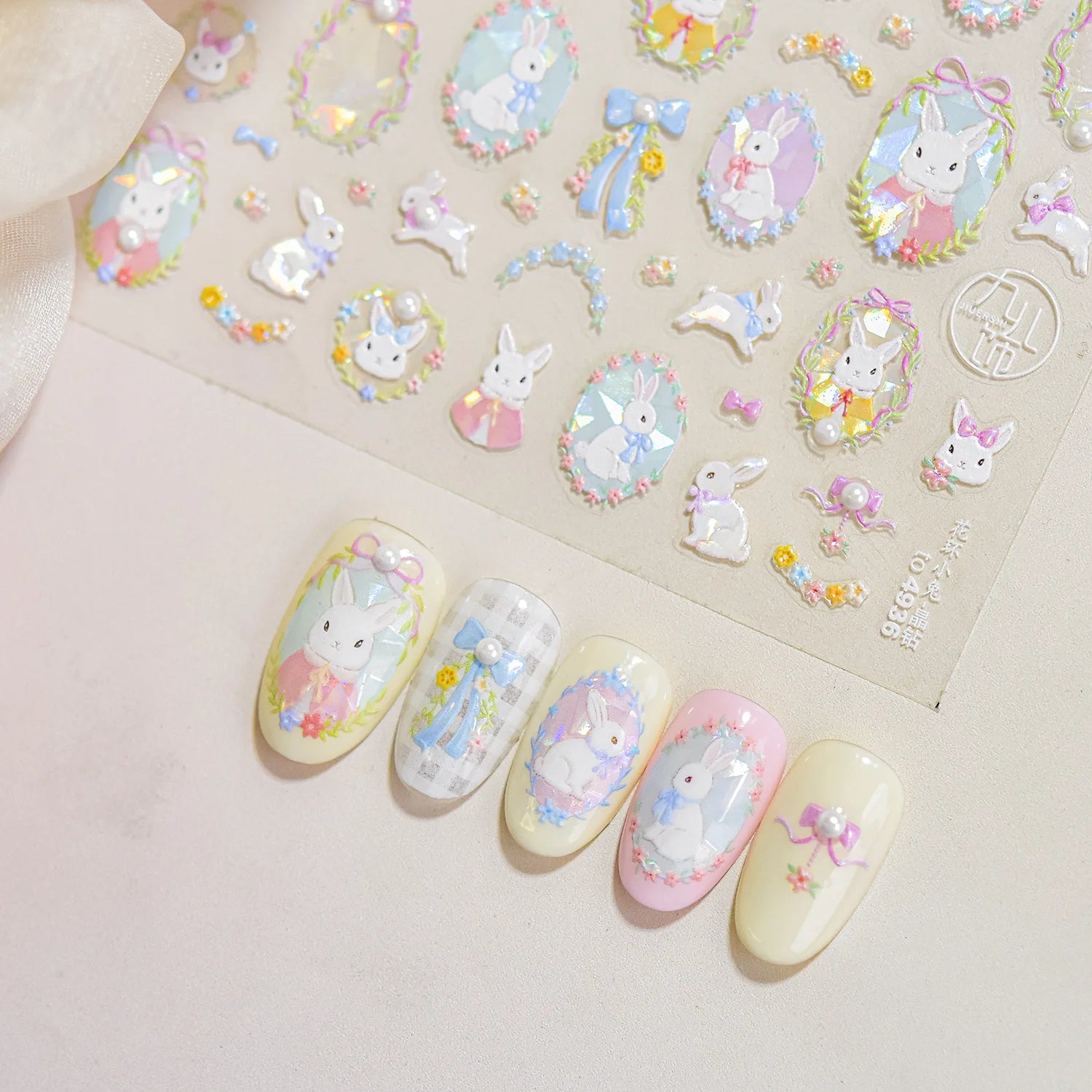 5D Crystal Diamond Nail Stickers Flower Butterfly Little Rabbit Nails Art Accessories Stickers DIY Self Adhesive Manicure Decals