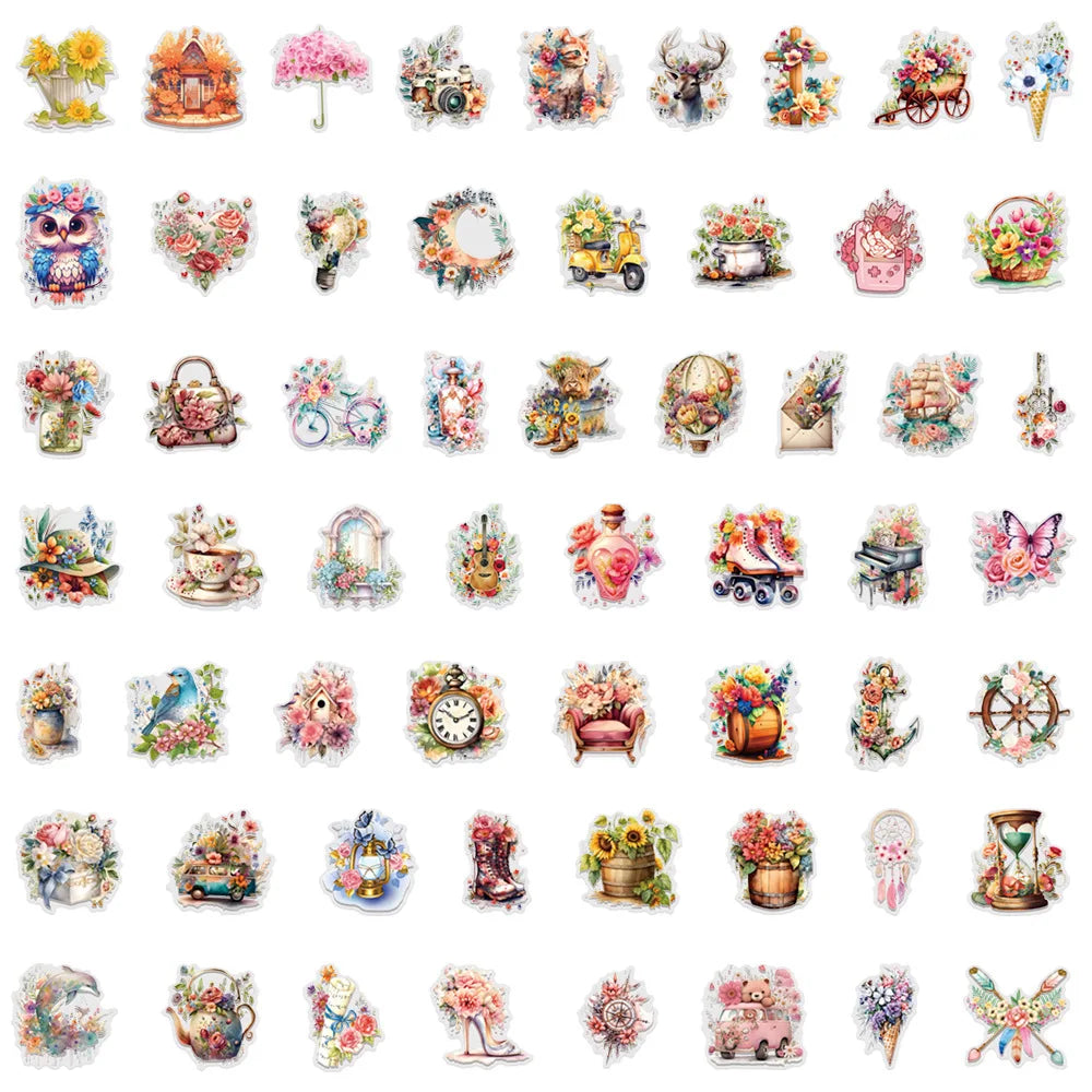 58PCS Transparent and Creative Graffiti Stickers for Luggage Water Cups Skateboards Notebooks Stationery Stickers