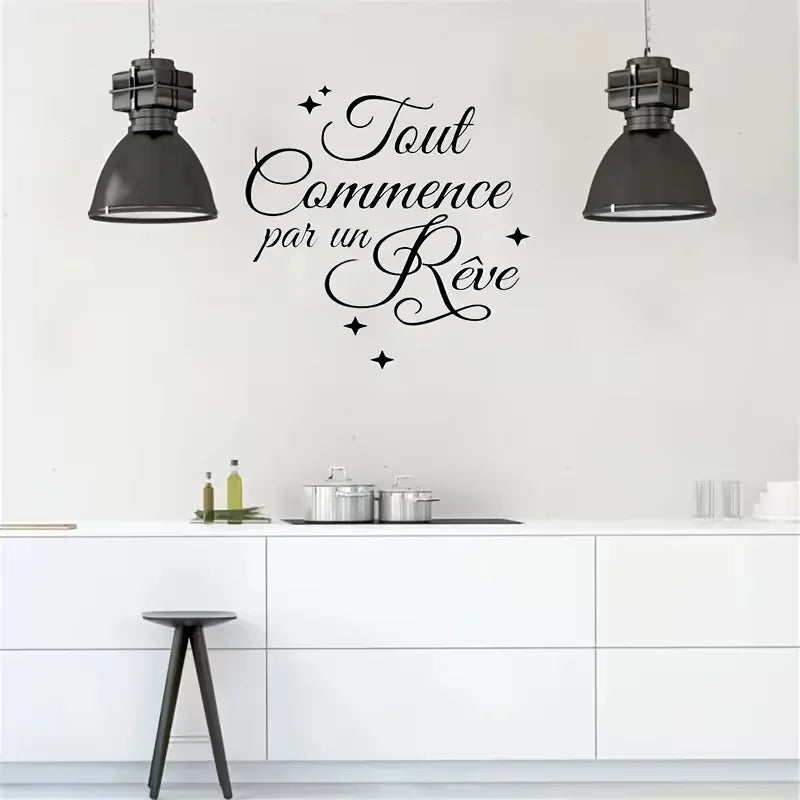 1pc Modern French Quote Wall Decal - Engraved Sticker, Self-Adhesive PVC, Semi-Glossy Finish, Multi-Surface Installation, Suitab