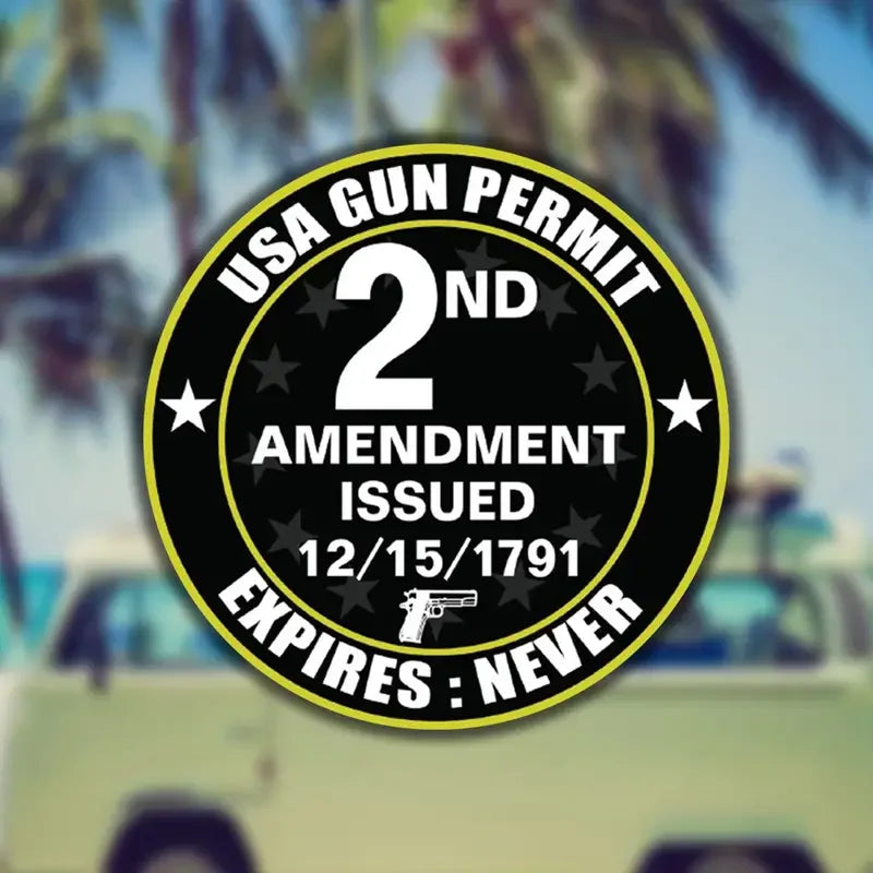 USA Gun Permit 2nd Amendment Sticker Deca Sticker For Car Truck SUV Van Window Bumper
