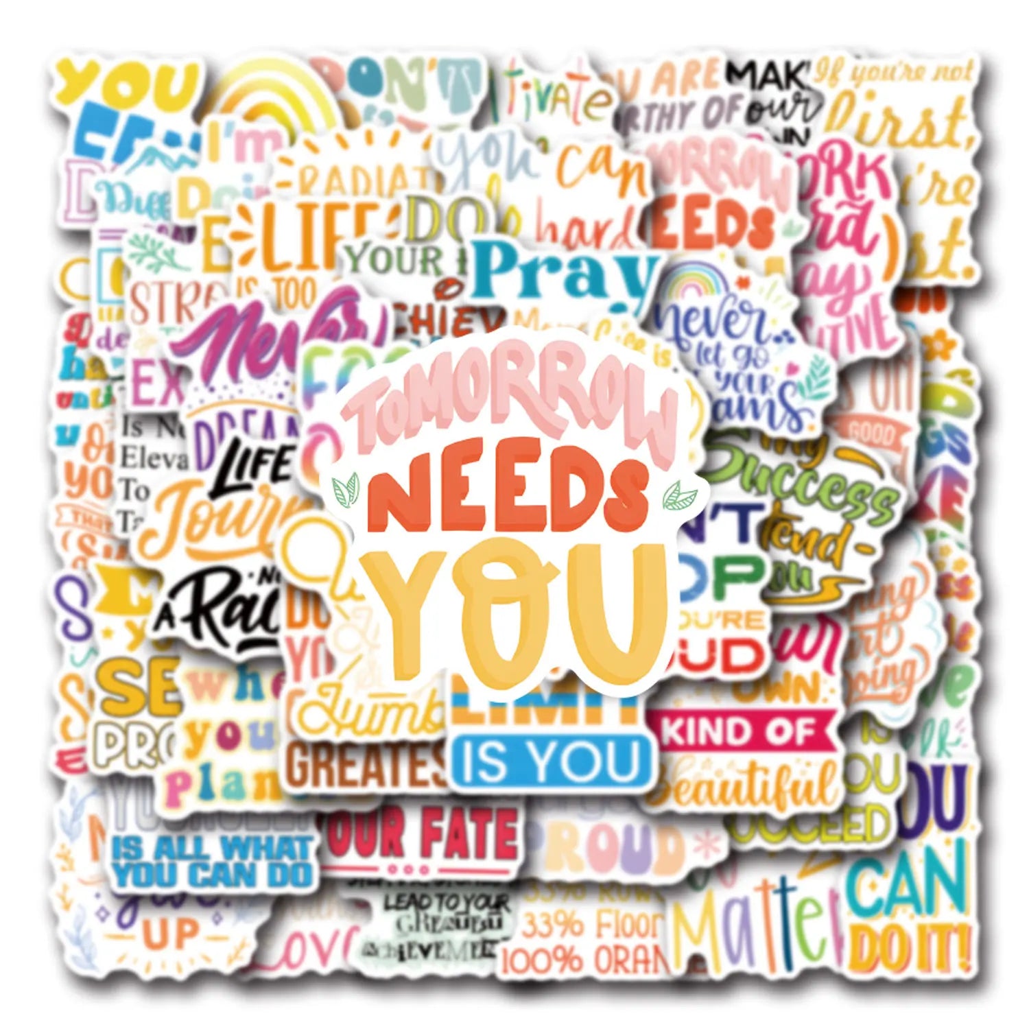 50/110PCS Inspirational Text Short Phrases English Slogan Personality Graffiti Sticker Car Luggage Suitcase Water Cup Sticker