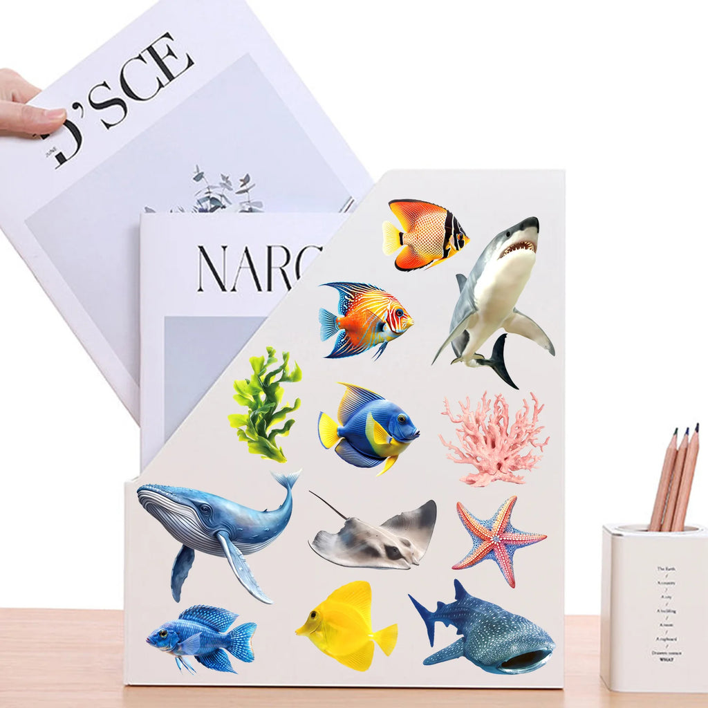 50/100Pcs Underwater World Marine Animal PET Clear Waterproof Stickers for Wall Book Scrapbook Stationery Box Phone Laptop Decal