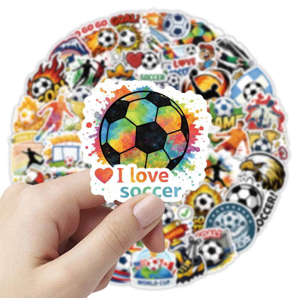 50PCS World Football Stickers, Student Notebook Suitcase Car PVC Waterproof Decorative Art Stickers