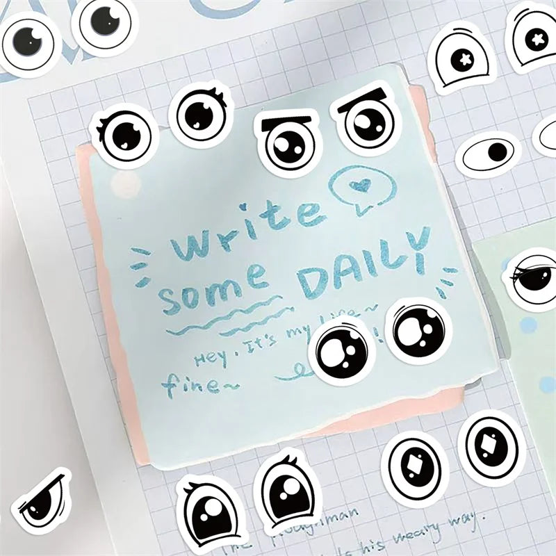 500PCS Kawaii Eye Sticky Paper Sticker Labels Thank You Sticker Sealing DIY Decoration Scrapbooking Stationery Supplies