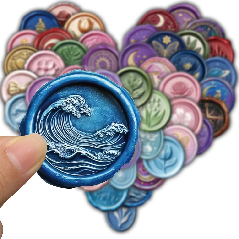 50/100PCS Seal Stamp Graffiti Stickers Collection Scrapbooking Coffee Laptop Bicycle Waterproof Suitcase Motorcycle Retro Decal