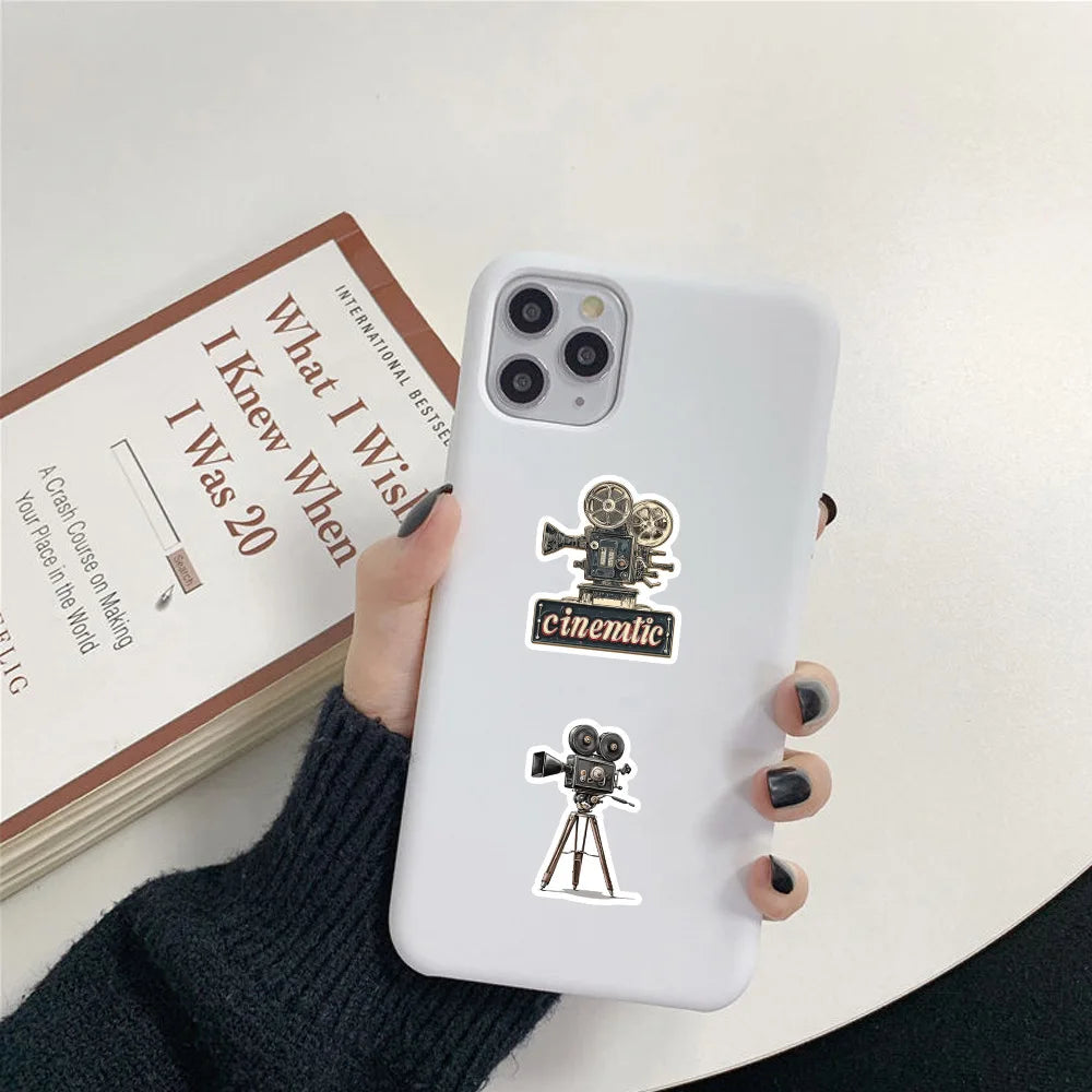 50/100 Pcs Retro Cinema Art Theme Stickers for Storage Box Phone Fridge Album Helmet Car Cup Removable No Trace Decals