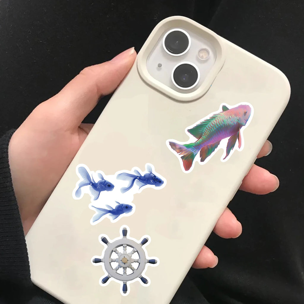 50/100PCS Silver Blue Ocean Ins Wind Sticker Laptop Luggage Phone Motorcycle Guitar Scrapbook Phone Harajuku Creative Stickers