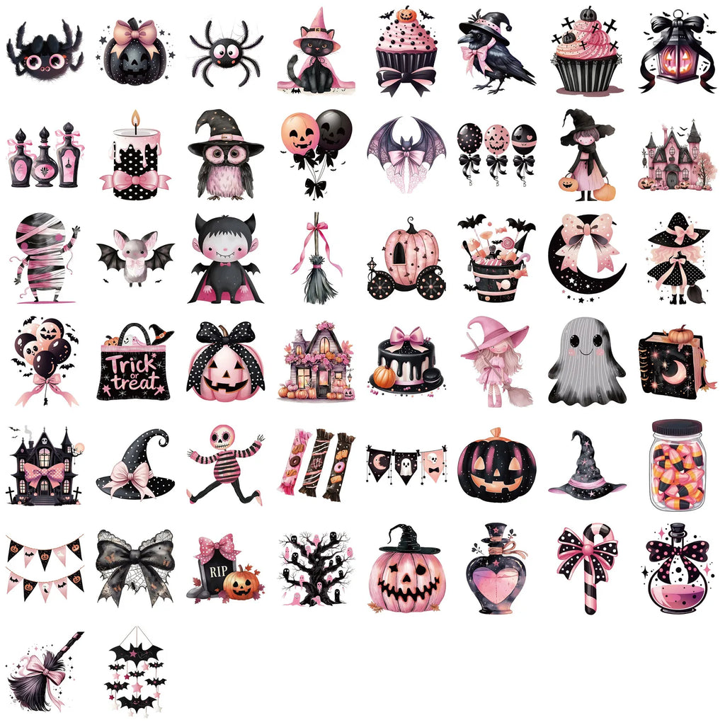 50/100PCS Cartoon Black Pink Halloween Graffiti Stickers Decorative Guitar Notebook Luggage DIY Waterproof