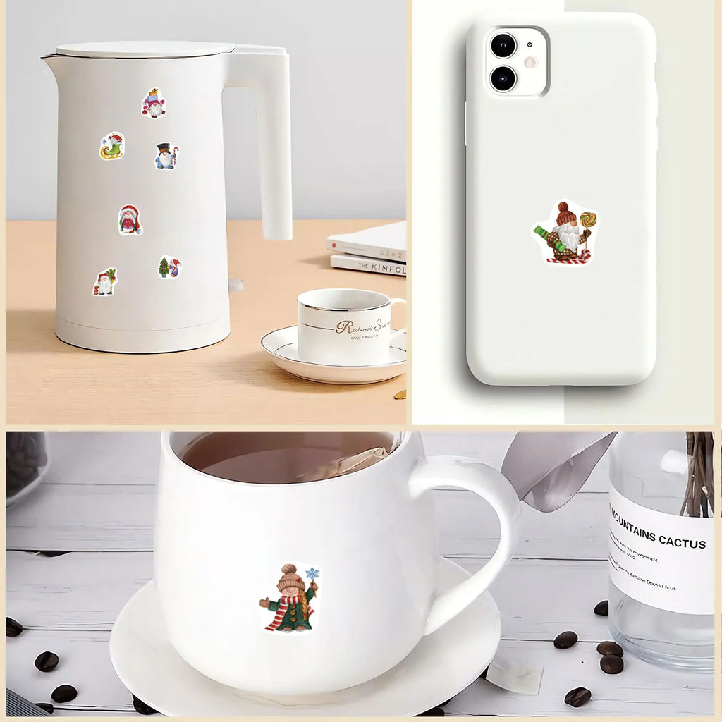 500Pcs Irregular Cartoon Christmas Gnomes Stickers 2.5cm/1'' DlY Craft Decoration Festival Scrapbooking Labels Gift Sealing