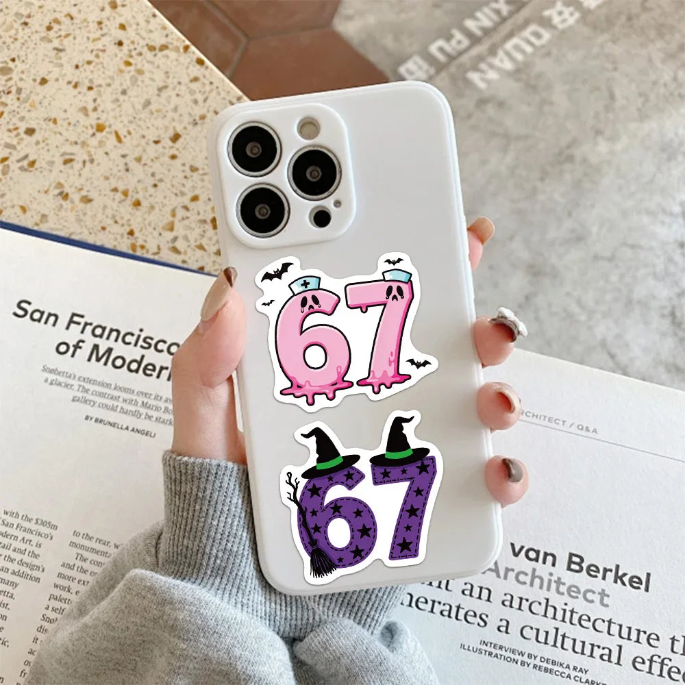50PCS Six Seven 6-7 American Internet Celebrity Digital Theme Series DIY Luggage, Phone Cases, Notebook Envelopes, Label Sticker
