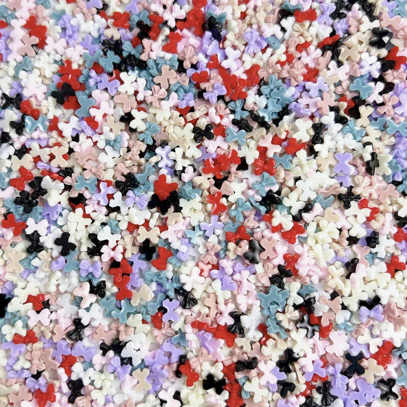 100PC Mini Bow Nail Resin Charms Jewelry 3D Mixed Colors Bow Japanese Nail Decoration Accessory Supplies Cute Nail Art Parts DIY