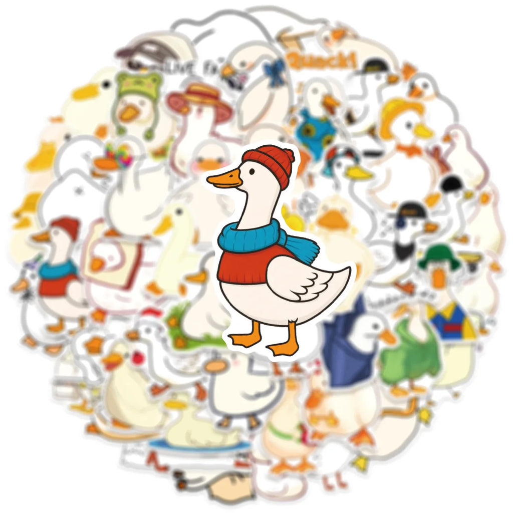 50/100PCS Cartoon Cute Duck Stickers Creative Sketches DIY Phone Cases Desktop Storage Box Stationery Decoration