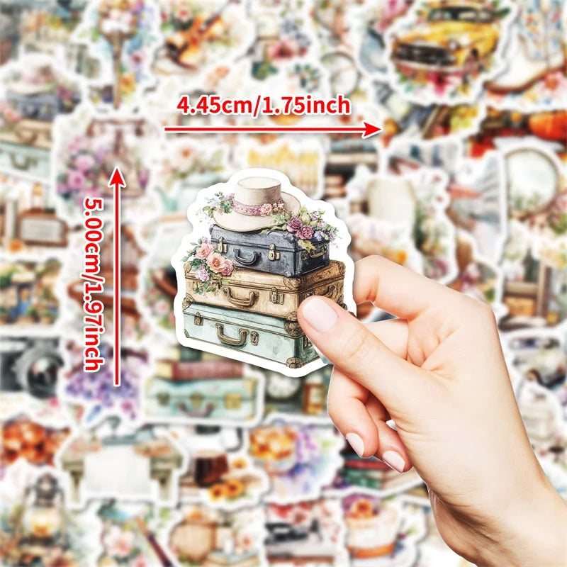 10/30/50PCS Vintage Fresh Life PVC Sticky Sticker Aesthetic Stationery DIY Decoration Scrapbooking School Supplies for Kids