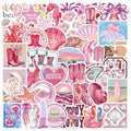 10/30/50PCS Kawaii Pink Beach PVC Sticky Sticker Aesthetic DIY Decoration Scrapbooking School Stationery Supplies for Kids