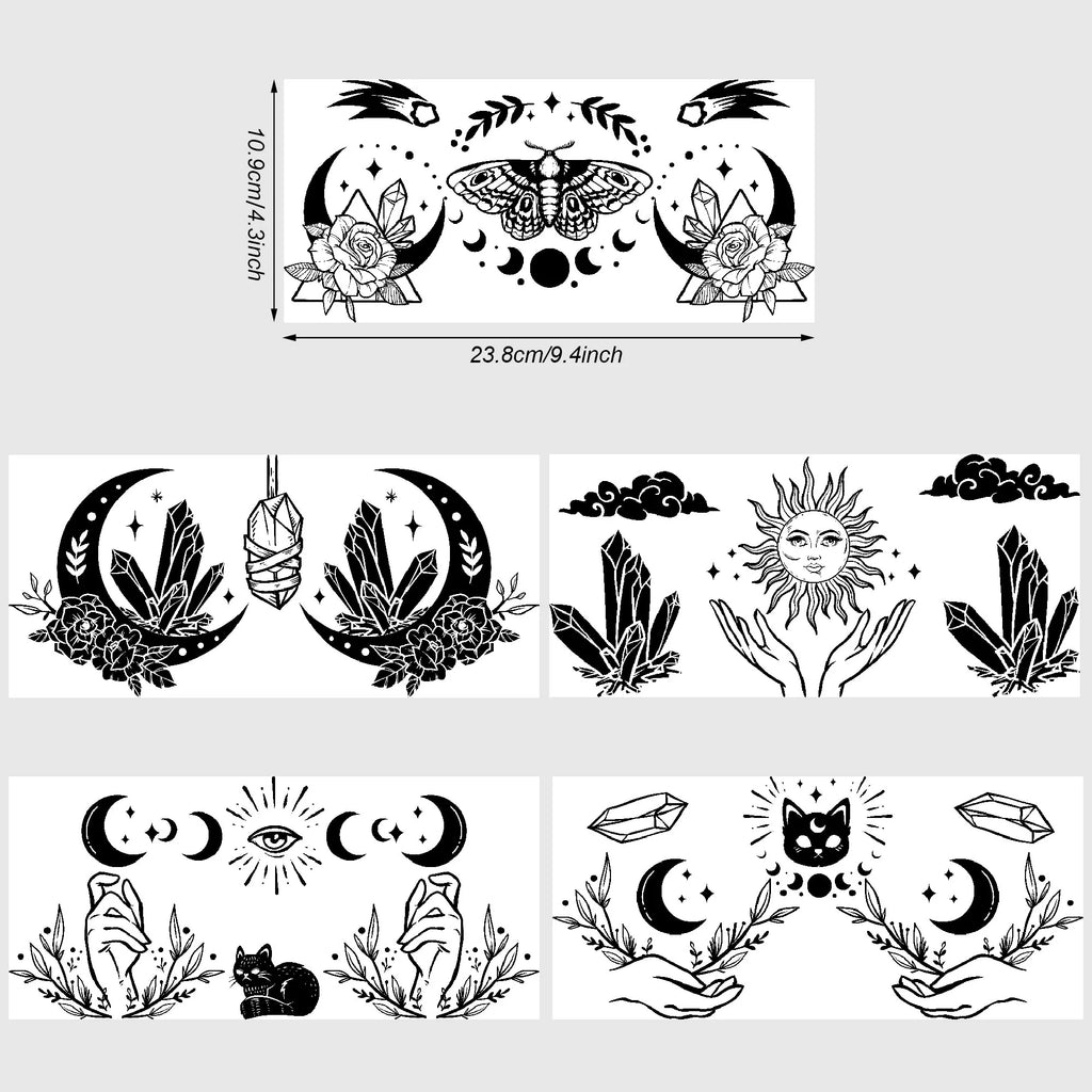 5 sheets Magic Cat UV DTF Glass Cup Wrap Transfer Stickers, DTF Transfer Stickers, Waterproof Wipe-Off Transfer Stickers