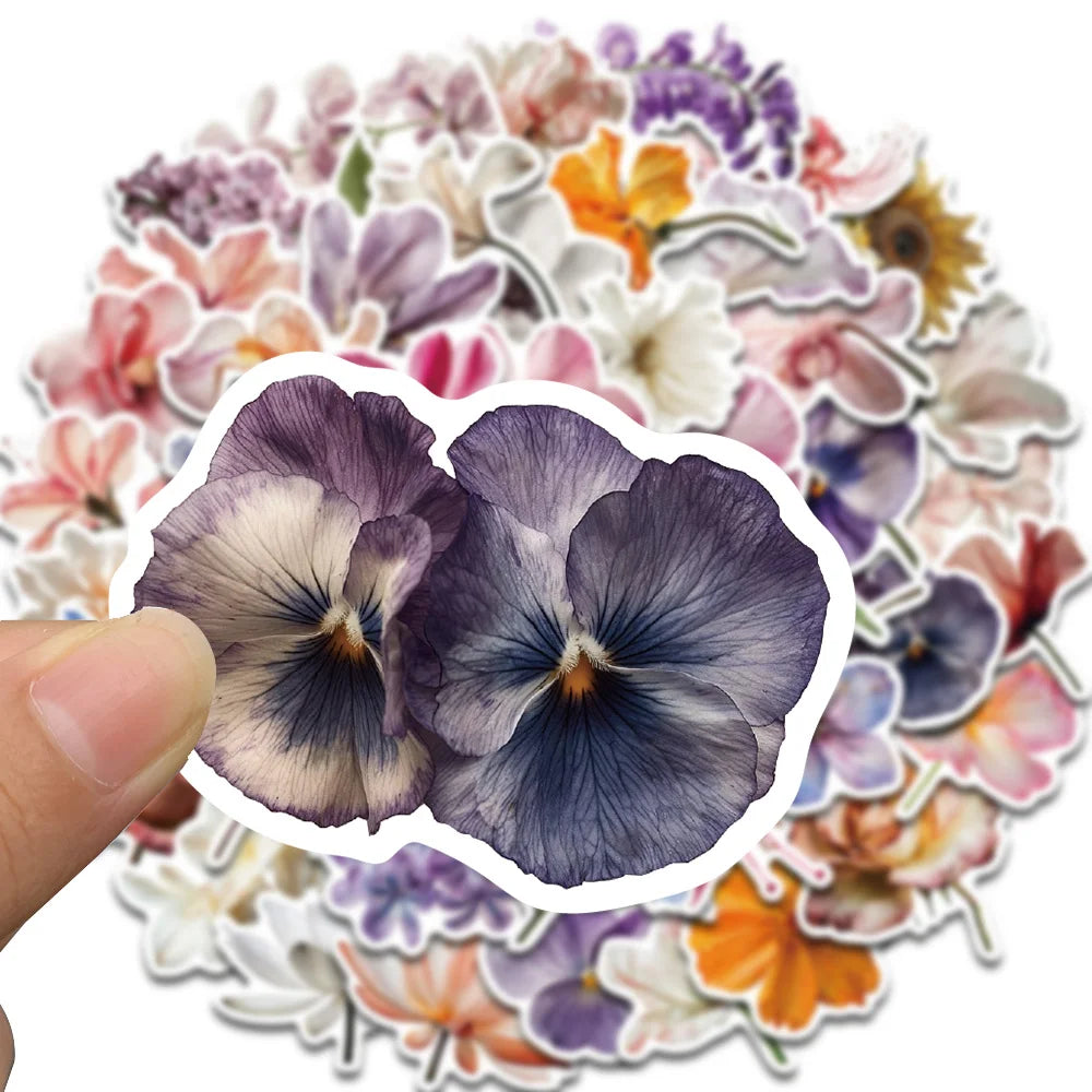 50PCS Flowers In Bloom Stickers Notebook Aesthetic Graffiti Waterproof Laptop Luggage Cafe Cartoon Scrapbooking Sticker Decals