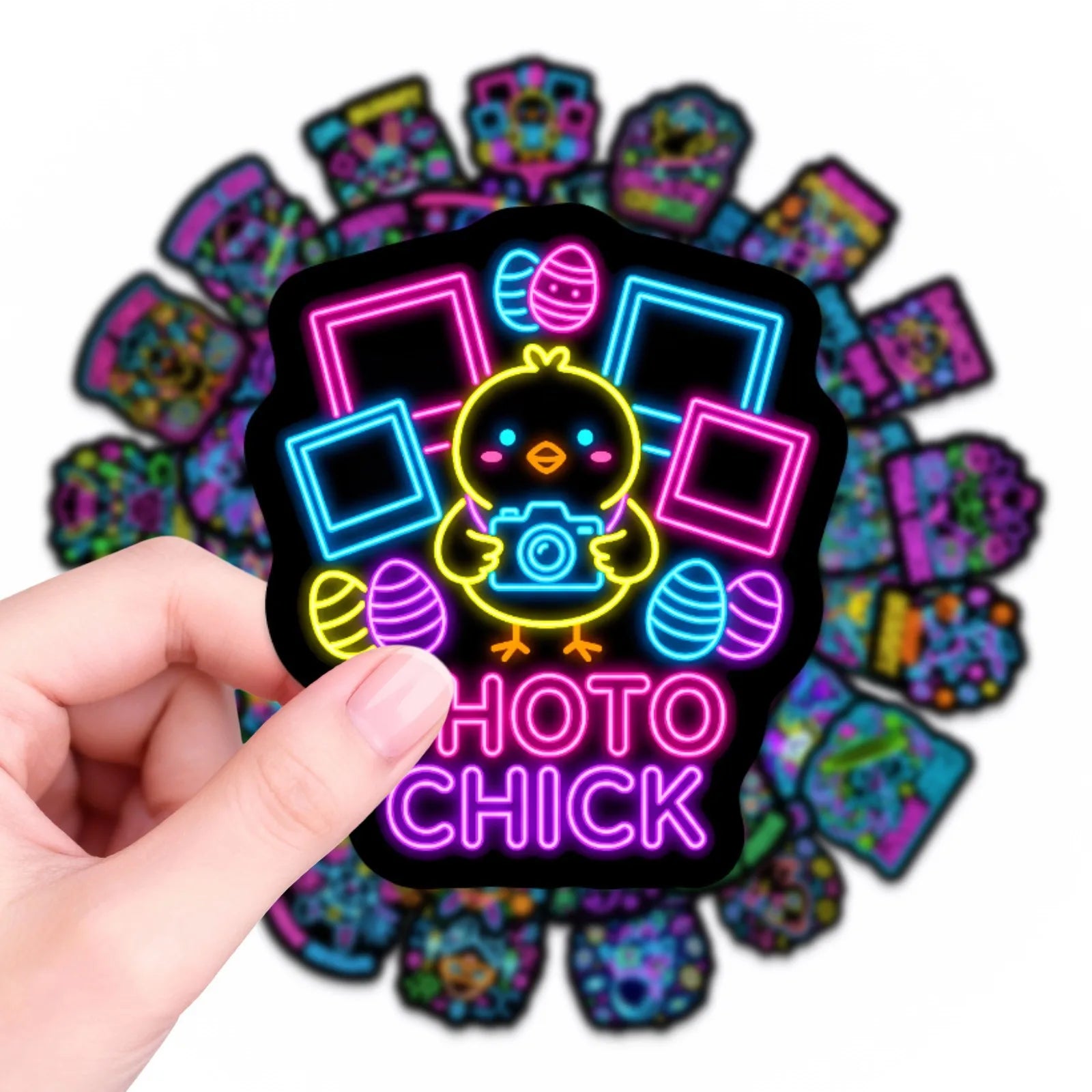 50/100 Pcs Neon Cartoon Animal Stickers DIY for Scrapbook Suitcase Notebook Game Reward Thick Waterproof Removable Decals