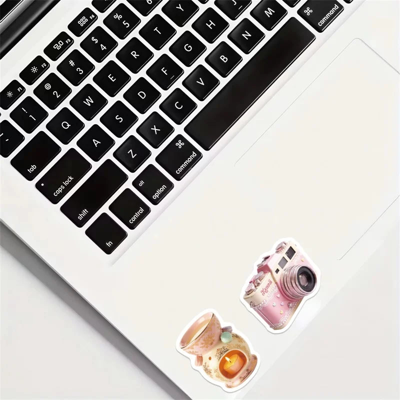 10/30/56PCS Bright Pink Color Girl Sticky PVC Sticker Stationery DIY Laptop Luggage Skateboard Decoration Scrapbooking