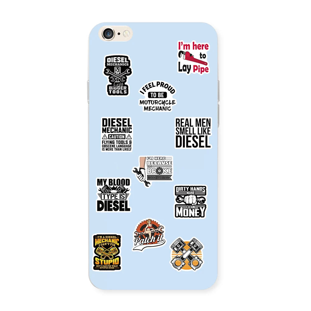 50PCS Diesel Mechanic Stickers Photocard Gift Art Picture Cartoon Laptop Luggage Skateboard Community Decoration Reward Sticker