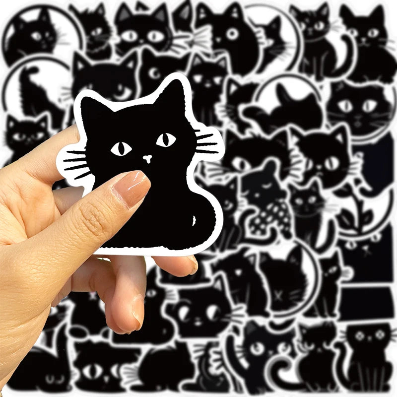 10/30/50PCS Kawaii Black Cat PVC Sticker Aesthetic Children's Decoration Scrapbooking for Kids Korean Stationery School Supplies