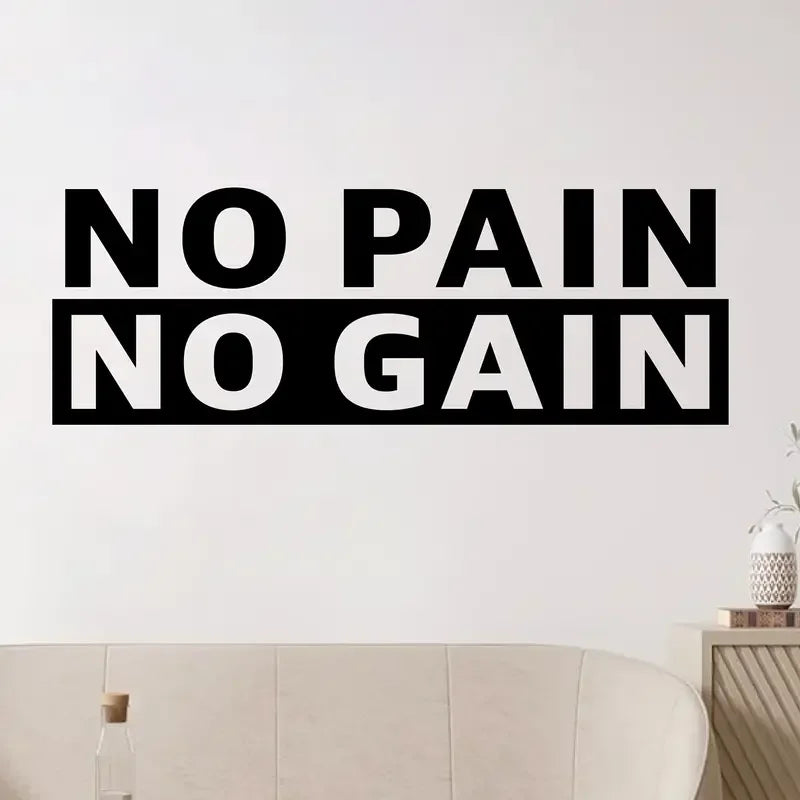 No Pain No Gain" Motivational Vinyl Wall Decal - Matte Finish, Easy Stick-On for Home Gym & Living Room Decor