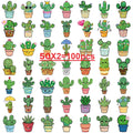 50PCS Holographic Cartoon Cactus Graffiti Stickers Decor Stationery Pen Holder Luggage Notebook DIY Waterproof Children Reward