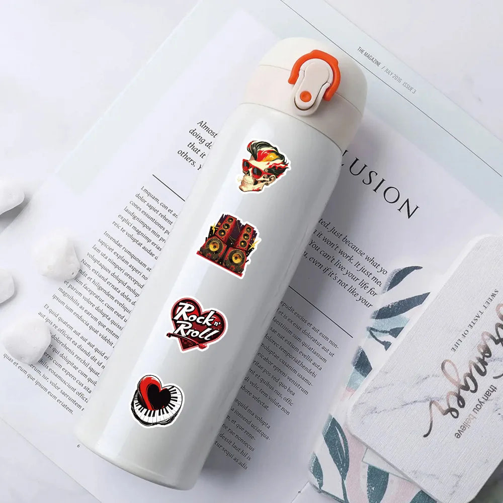 50-Pack Hip Hop Rock Music Graffiti Stickers Waterproof Decorations for Water Bottles Luggage Refrigerators Mobiles Stationery