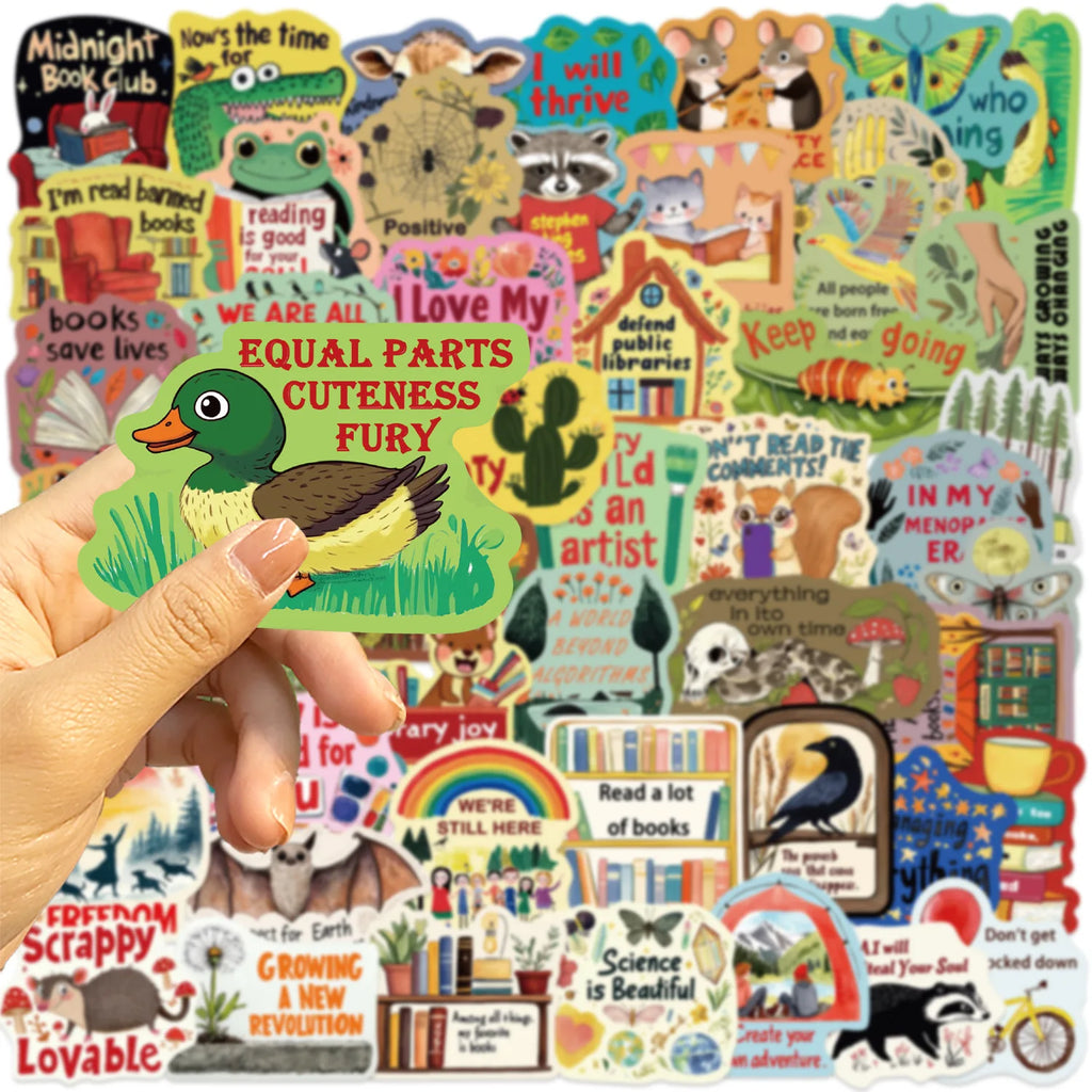 50Pcs Cartoon Fun Text Colorful Stickers Decorating Notebooks Stationery Boxes Desks Luggage And Phone Cases Plastic Stickers