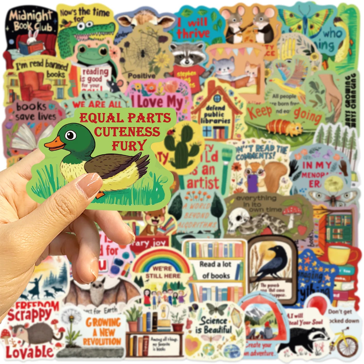 50Pcs Cartoon Fun Text Colorful Stickers Decorating Notebooks Stationery Boxes Desks Luggage And Phone Cases Plastic Stickers
