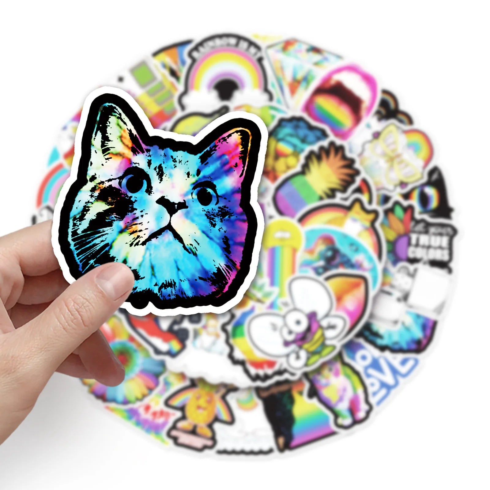 50-Pack Rainbow Color Graffiti Decal Stickers for Laptop Water Bottle Guitar Skateboard Personalized Notebook Decoration