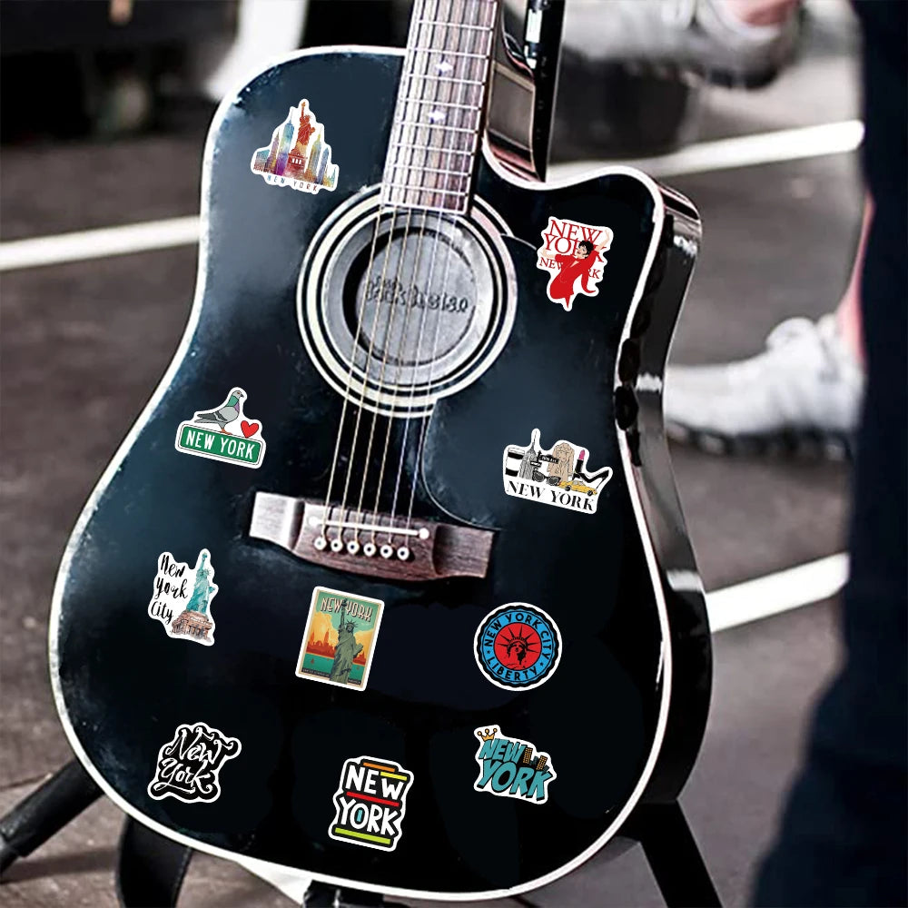 50PCS Cartoon New York Stickers Adhesive DIY Guitar Laptop Luggage Skateboard Living Graffiti DIY Lover Calender Phone Sticker