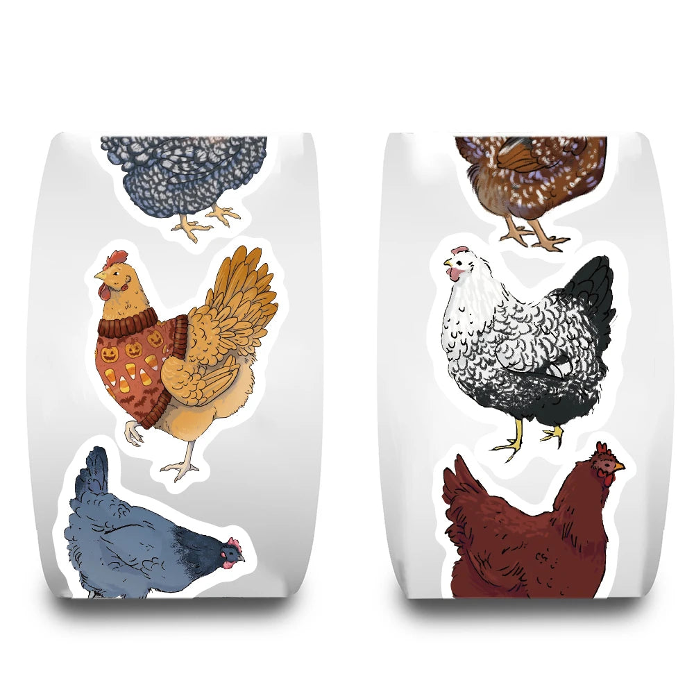 500PCS Animal Cartoon Hen Roll Roll Stickers Refrigerator Personalized for Stationery Laptop Modern Computer Funny Sticker