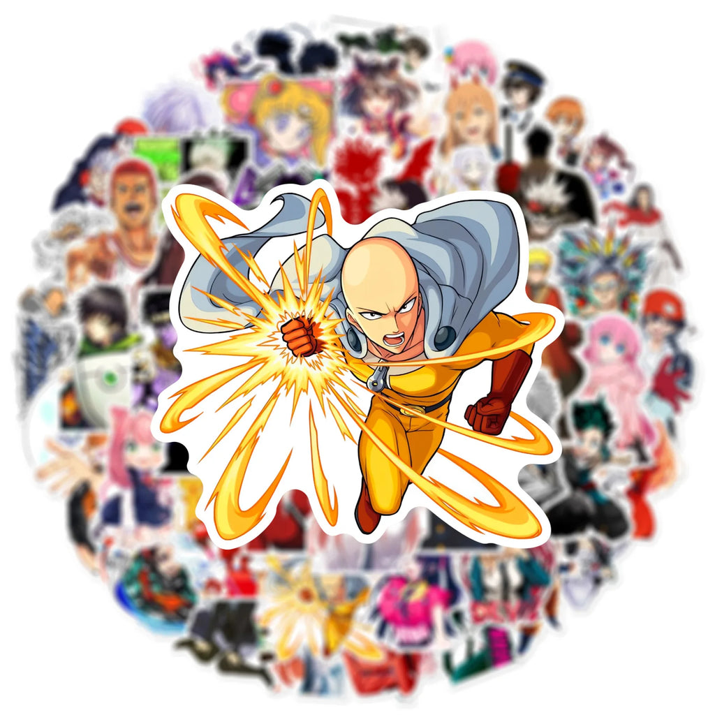 50 Pcs New Mixed Anime Collection Graffiti Stickers Trolley Water Bottles Cup Water Bottle Adhesive Stickers