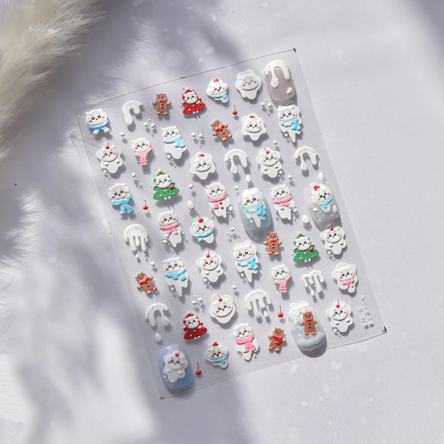 Cute Graffiti Lines Nail Art Stickers 5D Embossed Butterfly Rabbit Nail Art Accessory Stickers DIY Japanese Self Adhesive Decals