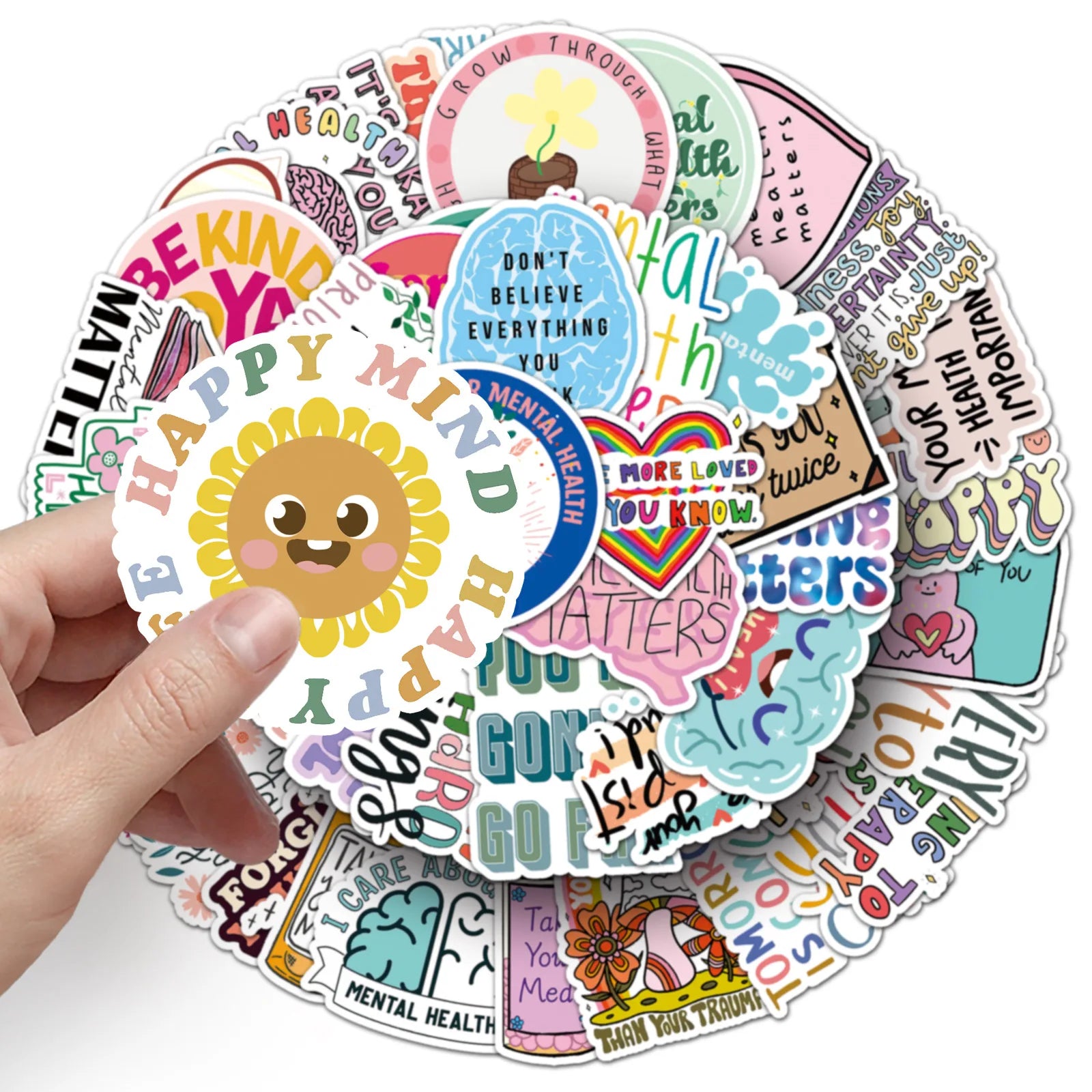 50/100PCS Mental Health Graffiti Personalized English Slogans Creative Decoration Water Cup Luggage Stickers Waterproof Station