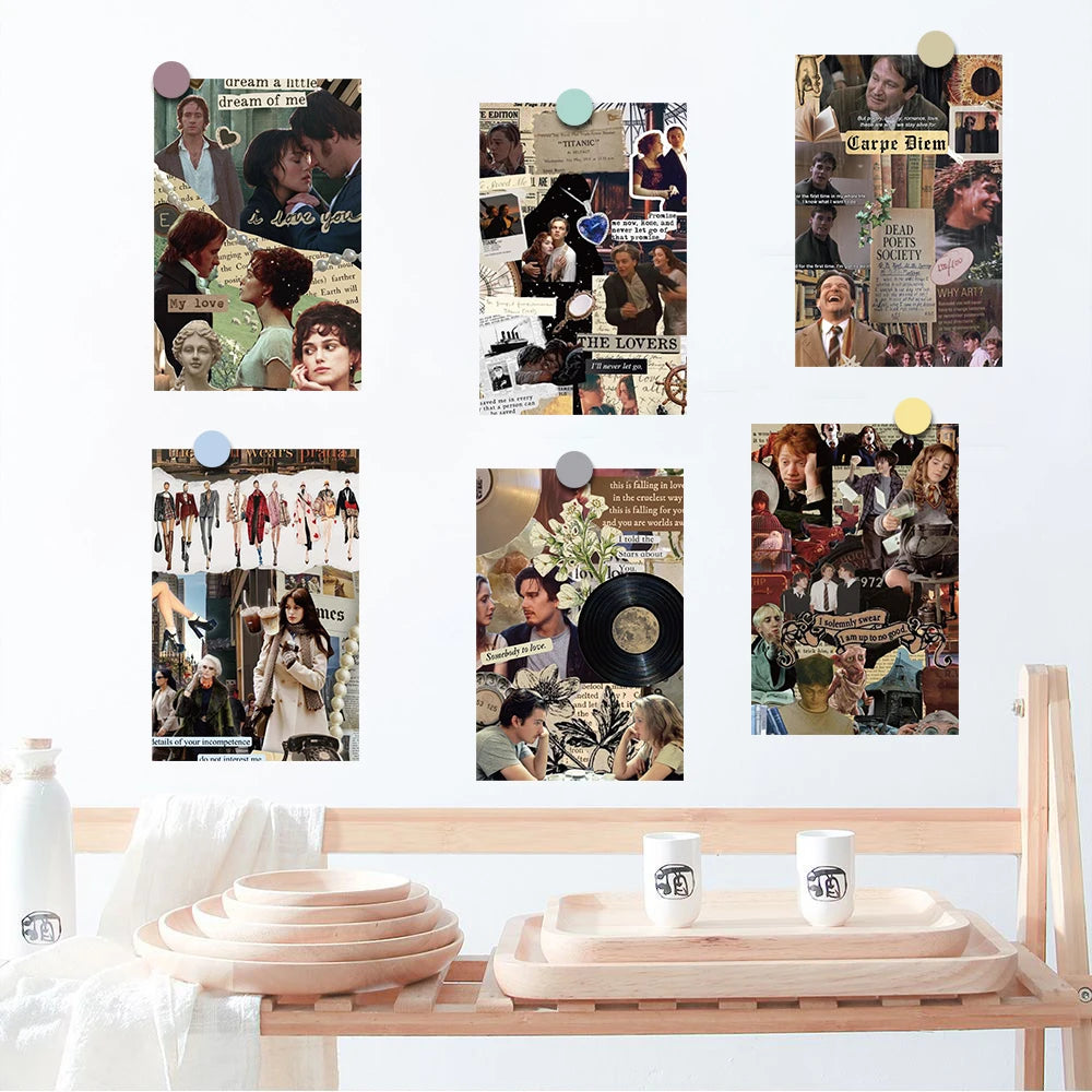 10PCS Movie poster collage Card Postcard Stickers Harajuku Retro Retro Fashion DIY Photography Dot Background Wall Decorative
