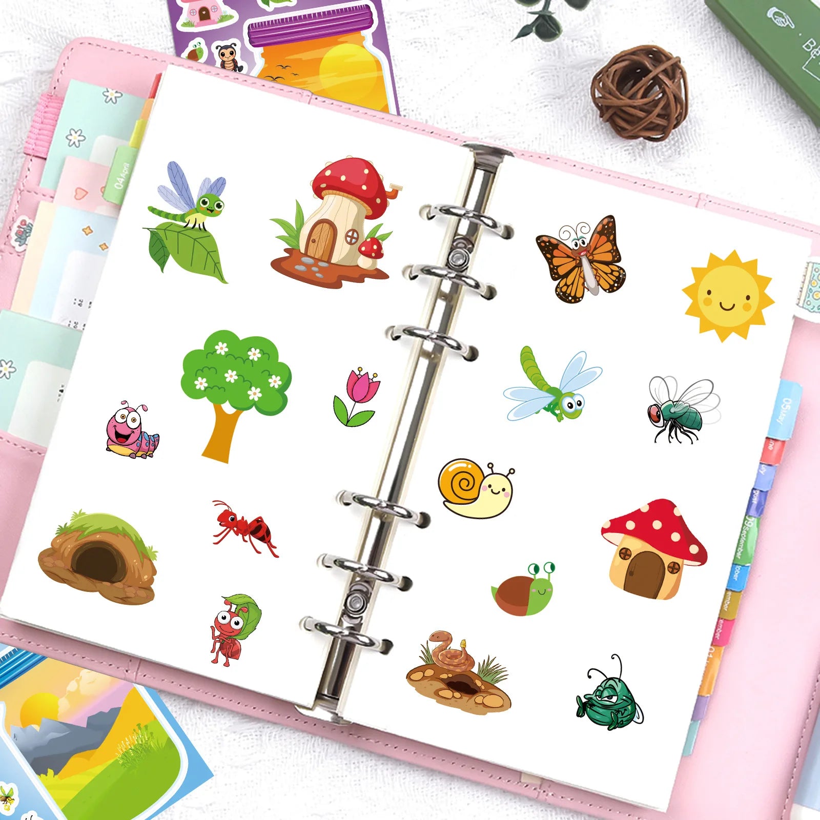 8/16/24Pcs Cartoon Outdoor Bottled World Puzzle Stickers, DIY Fun Decals for Stationery Notebook Diary Fridge Storage Box