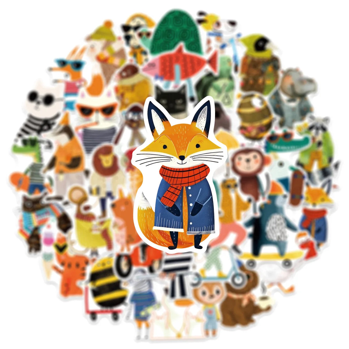 50-Pack Cute Watercolor Animal Stickers DIY Decorations for Mobile Phones Laptops Journaling Scrapbooking