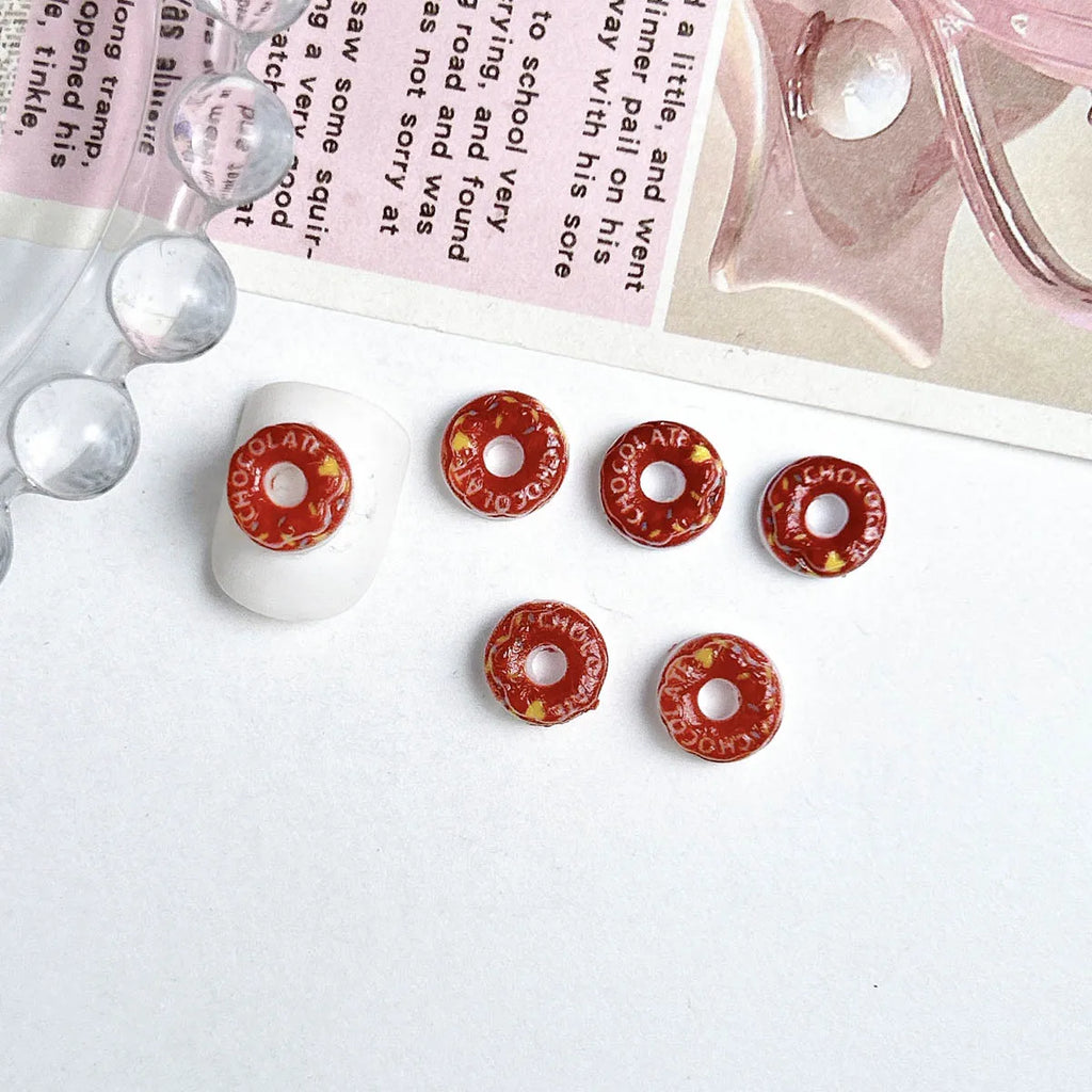 20PC Candy Nail Charms Lumious Cartoon Donut Nail ArtF Accessories Creative Simulated Painted Doughnut Nail Decorations Supplies