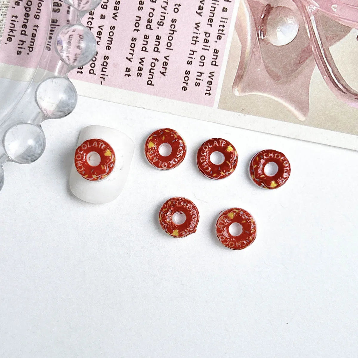 20PC Candy Nail Charms Lumious Cartoon Donut Nail ArtF Accessories Creative Simulated Painted Doughnut Nail Decorations Supplies
