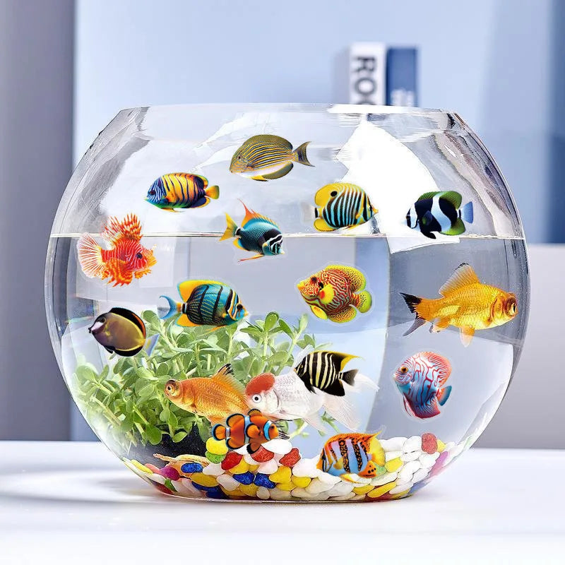 50/100 Pcs PET Transparent Marine Fish Clownfish Stickers Thick Waterproof for Phone Case Scrapbook Suitcase Cup Aquarium Decals